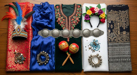 Global Cultural Heritage Landmarks and Traditional Festive Decorations.