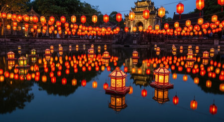 Global Cultural Heritage Landmarks and Traditional Festive Decorations.
