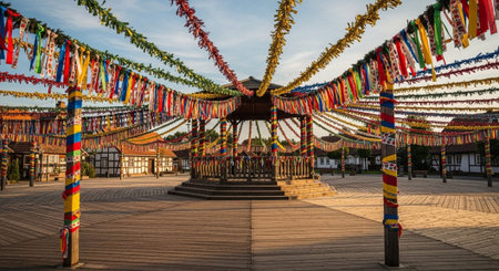 Global Cultural Heritage Landmarks and Traditional Festive Decorations.の写真素材