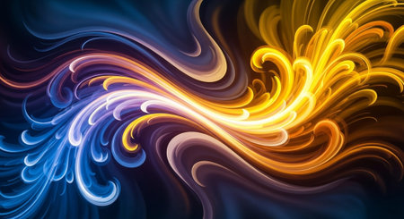 Vibrant Colorful Abstract Background with Fluid Waves and Modern Gradient Design.の写真素材