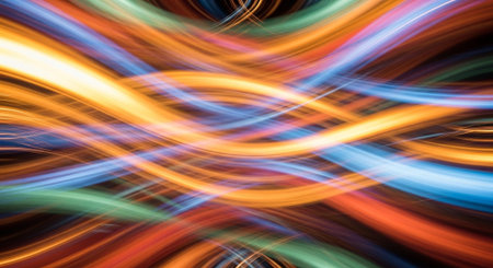 Vibrant Colorful Abstract Background with Fluid Waves and Modern Gradient Design.の写真素材