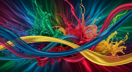 Vibrant Colorful Abstract Background with Fluid Waves and Modern Gradient Design.