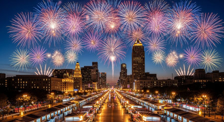 Event Night Festival with Fireworks, Lights, and Celebrations
.