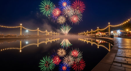 Event Night Festival with Fireworks, Lights, and Celebrations
.