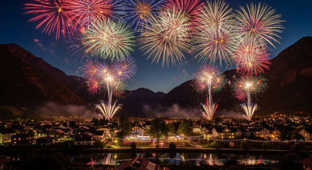 Event Night Festival with Fireworks, Lights, and Celebrations
.