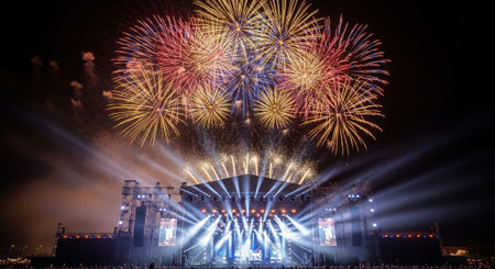 Event Night Festival with Fireworks, Lights, and Celebrations
.