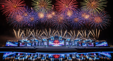 Event Night Festival with Fireworks, Lights, and Celebrations
.