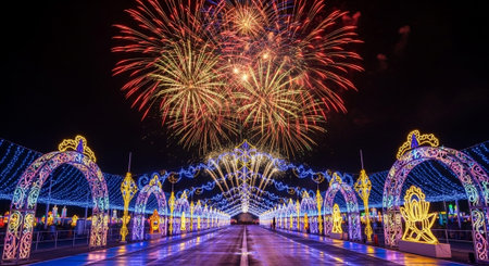 Event Night Festival with Fireworks, Lights, and Celebrations
.