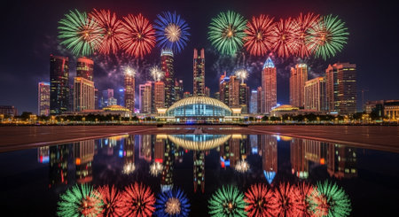 Event Night Festival with Fireworks, Lights, and Celebrations
.