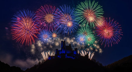 Event Night Festival with Fireworks, Lights, and Celebrations
.