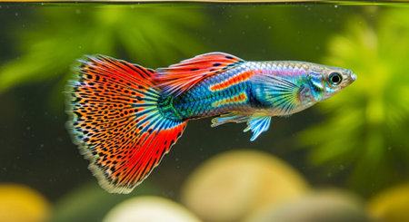 Underwater Marine Life with Tropical Fish in Blue Ocean.