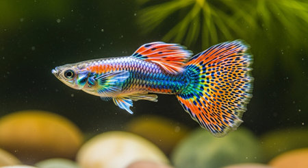 Underwater Marine Life with Tropical Fish in Blue Ocean.