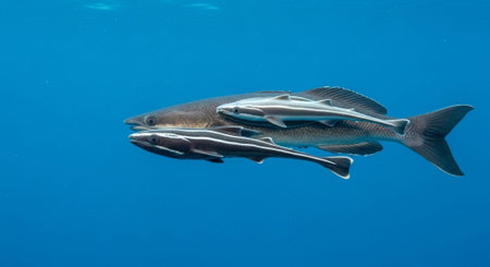 Underwater Marine Life with Tropical Fish in Blue Ocean.