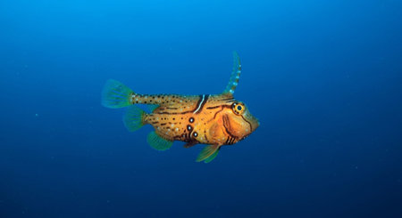Underwater Marine Life with Tropical Fish in Blue Ocean.