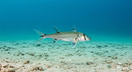 Underwater Marine Life with Tropical Fish in Blue Ocean.