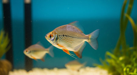 Underwater Marine Life with Tropical Fish in Blue Ocean.
