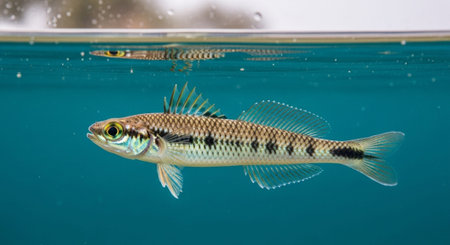 Underwater Marine Life with Tropical Fish in Blue Ocean.