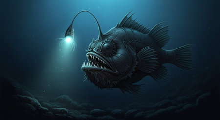 Underwater Marine Life with Tropical Fish in Blue Ocean.