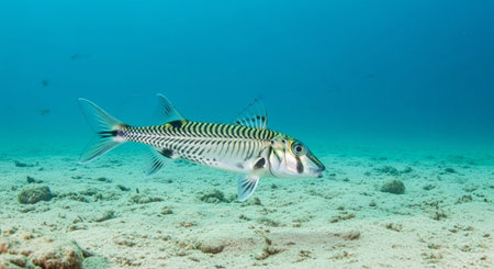 Underwater Marine Life with Tropical Fish in Blue Ocean.