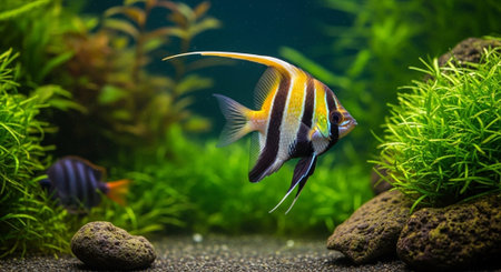Underwater Marine Life with Tropical Fish in Blue Ocean.