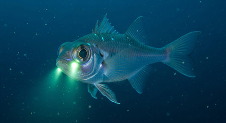 Underwater Marine Life with Tropical Fish in Blue Ocean.