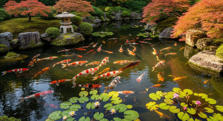 Underwater Marine Life with Tropical Fish in Blue Ocean.
