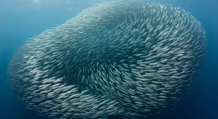 Underwater Marine Life with Tropical Fish in Blue Ocean.