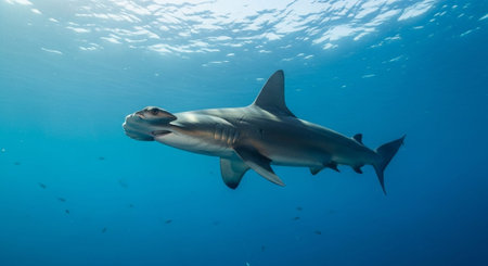 Underwater Marine Life with Tropical Fish in Blue Ocean.