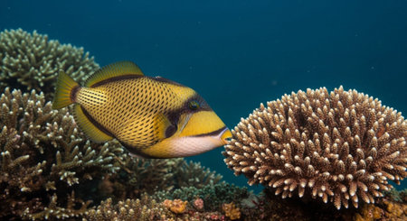 Underwater Marine Life with Tropical Fish in Blue Ocean.