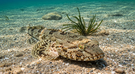 Underwater Marine Life with Tropical Fish in Blue Ocean.