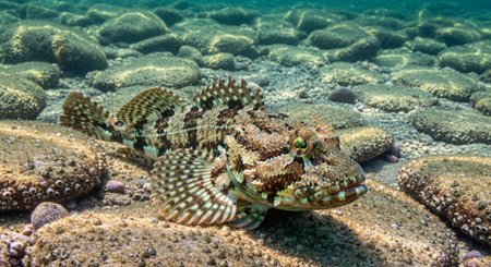Underwater Marine Life with Tropical Fish in Blue Ocean.