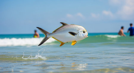Underwater Marine Life with Tropical Fish in Blue Ocean.