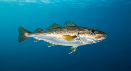 Underwater Marine Life with Tropical Fish in Blue Ocean.