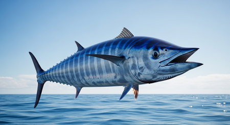 Underwater Marine Life with Tropical Fish in Blue Ocean.