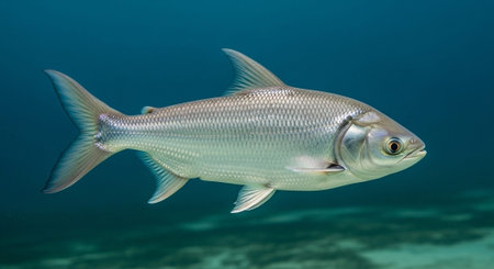Underwater Marine Life with Tropical Fish in Blue Ocean.