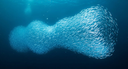 Underwater Marine Life with Tropical Fish in Blue Ocean.