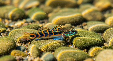 Underwater Marine Life with Tropical Fish in Blue Ocean.