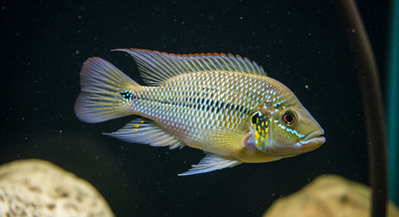 Underwater Marine Life with Tropical Fish in Blue Ocean.