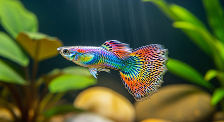 Underwater Marine Life with Tropical Fish in Blue Ocean.