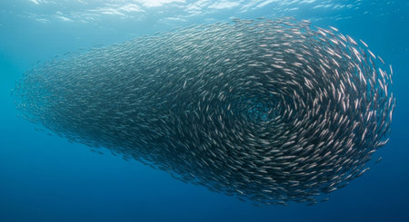 Underwater Marine Life with Tropical Fish in Blue Ocean.