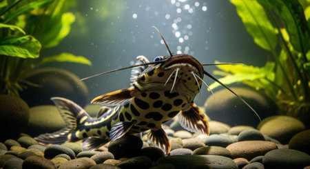 Underwater Marine Life with Tropical Fish in Blue Ocean.