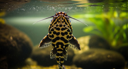 Underwater Marine Life with Tropical Fish in Blue Ocean.