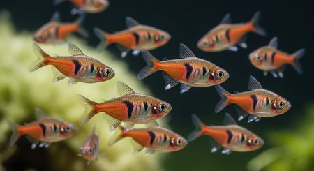 Underwater Marine Life with Tropical Fish in Blue Ocean.