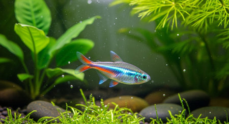 Underwater Marine Life with Tropical Fish in Blue Ocean.