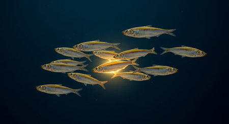 Underwater Marine Life with Tropical Fish in Blue Ocean.