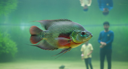 Underwater Marine Life with Tropical Fish in Blue Ocean.