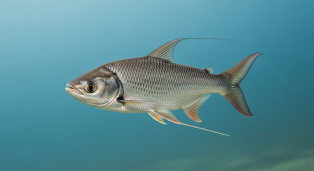 Underwater Marine Life with Tropical Fish in Blue Ocean.
