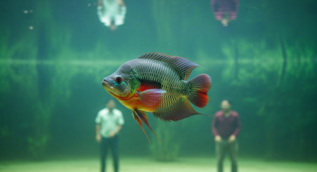 Underwater Marine Life with Tropical Fish in Blue Ocean.