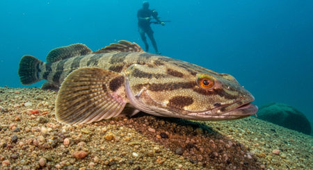 Underwater Marine Life with Tropical Fish in Blue Ocean.