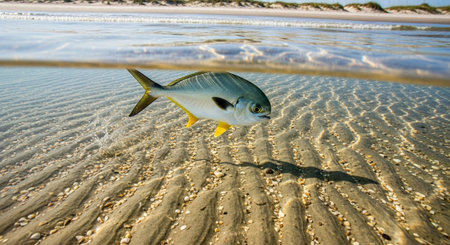 Underwater Marine Life with Tropical Fish in Blue Ocean.